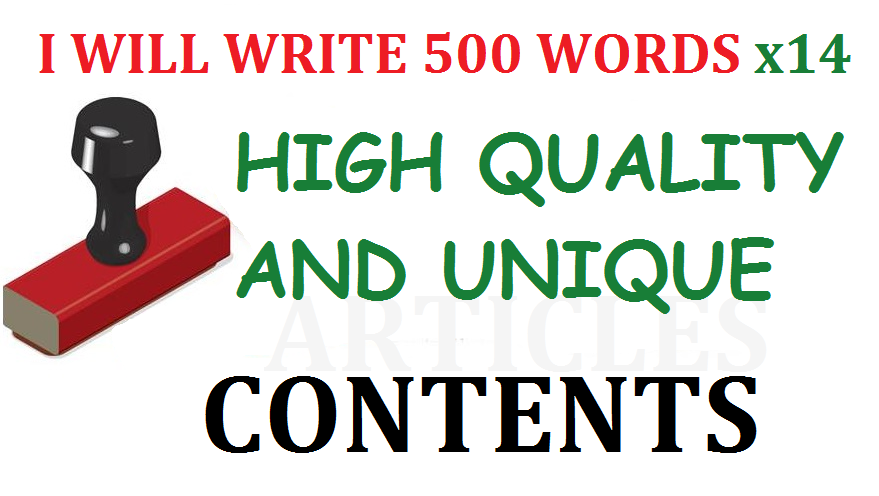 14 x 500 Words Unique Articles/Contents for your Site...