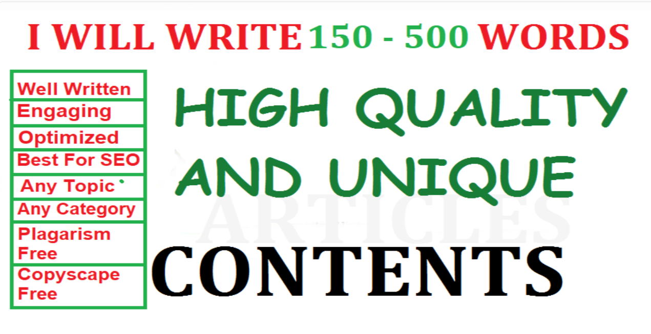 I write 150 - 500 WORDS contents/articles for your bu...
