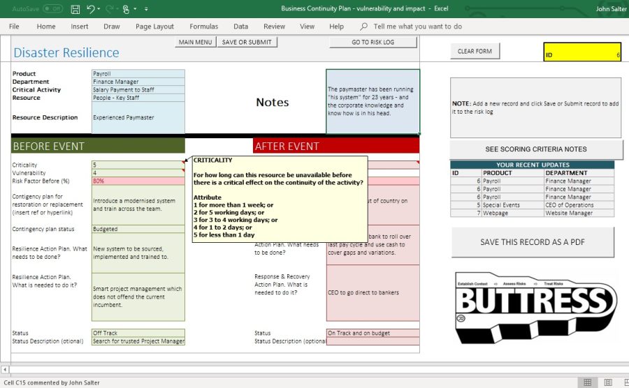 A tailored business continuity plan