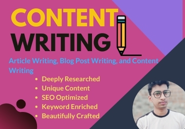 I will do SEO article writing blog post writing or content writing 