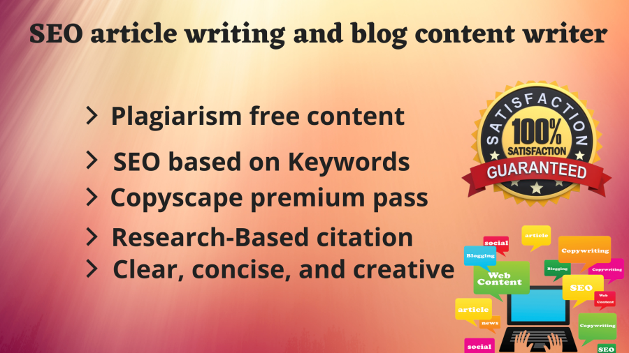 I will be your any type of unique content writer of 1000 words