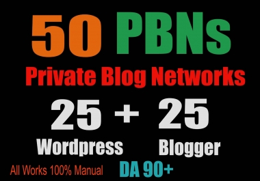 50 PBN POSTs Blogger and WordPress 90 High DA