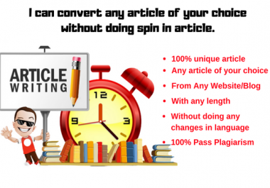 I can Make Any Article Unique Of your Choice Without Doing any Spinning